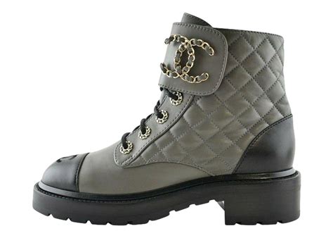 chanel quilted chain combat boots|chanel denim combat boots.